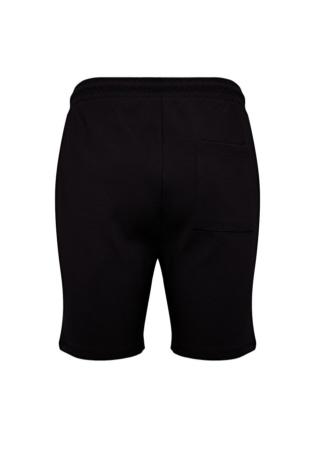 Siyah Regular %100 Pamuklu Fit Dokulu Şort & Bermuda TMNSS23SR00032 - 10