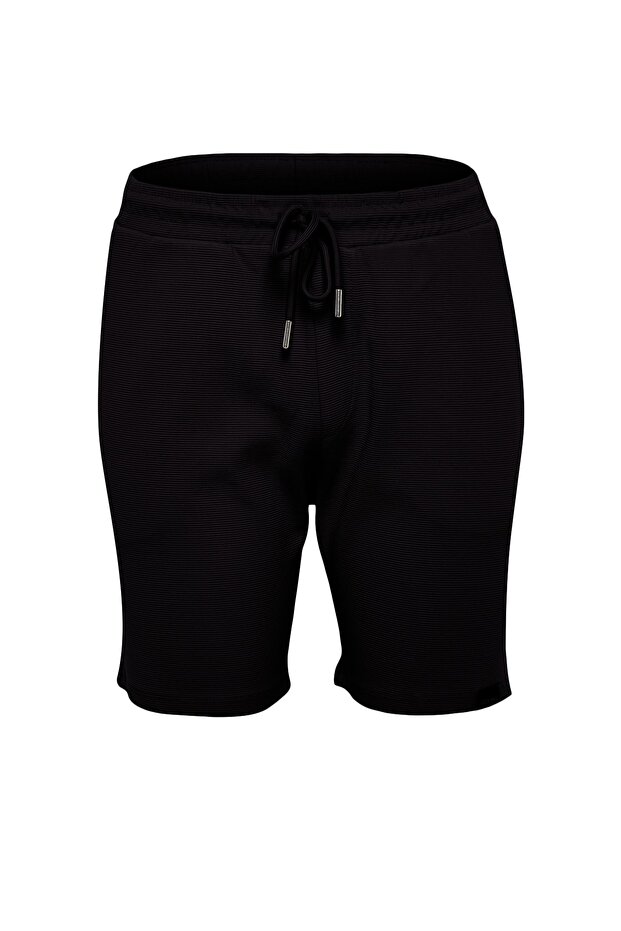 Siyah Regular %100 Pamuklu Fit Dokulu Şort & Bermuda TMNSS23SR00032 - 11