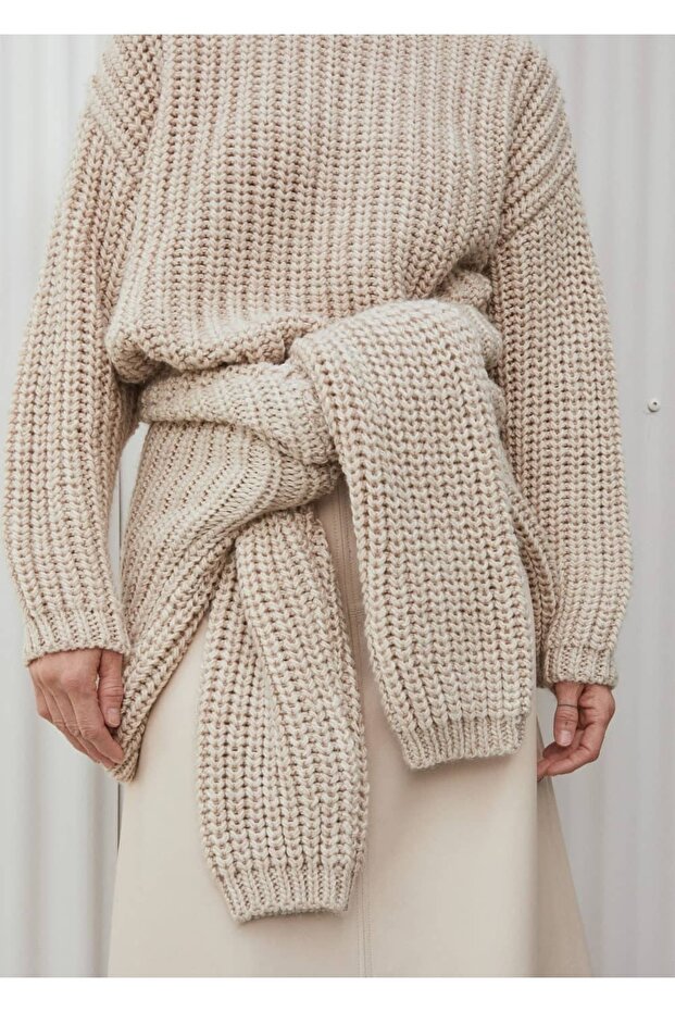 Kalın Örgülü Triko Kazak - 7