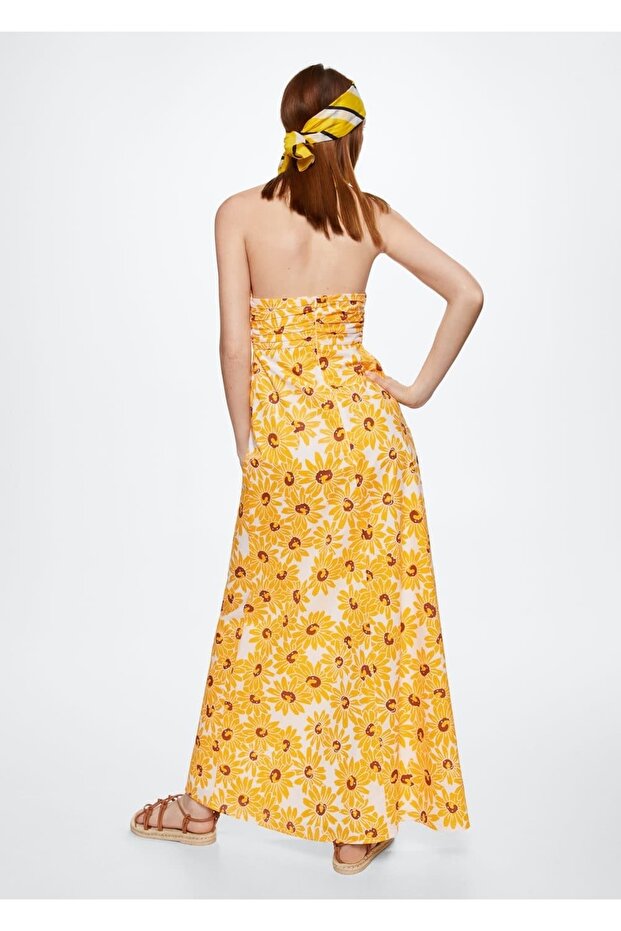 Çiçekli Pamuklu Elbise - 4