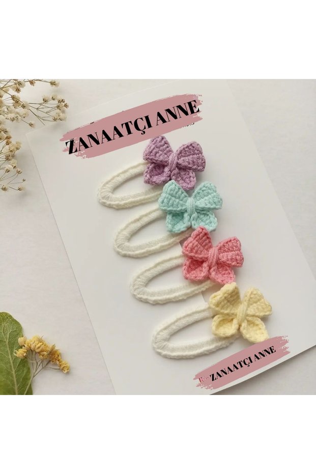 Amigurumi Handmade Colorful 4-Piece Bow Snap Girls' Buckle Set