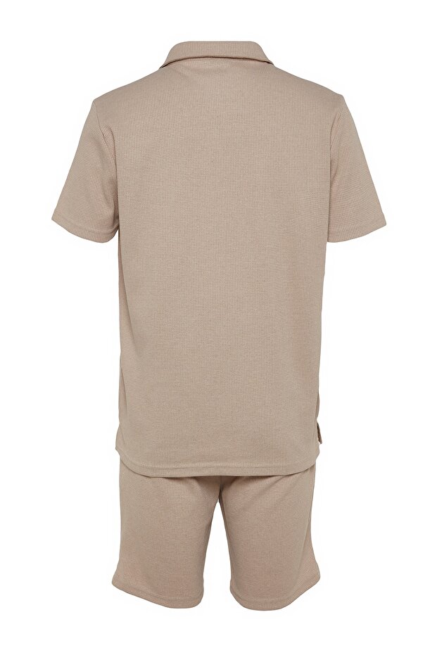 Camel Regular/Normal Kesim Dokulu Kumaş Etiketli Polo Yaka Eşofman Takımı TMNSS23EM00003 - 10