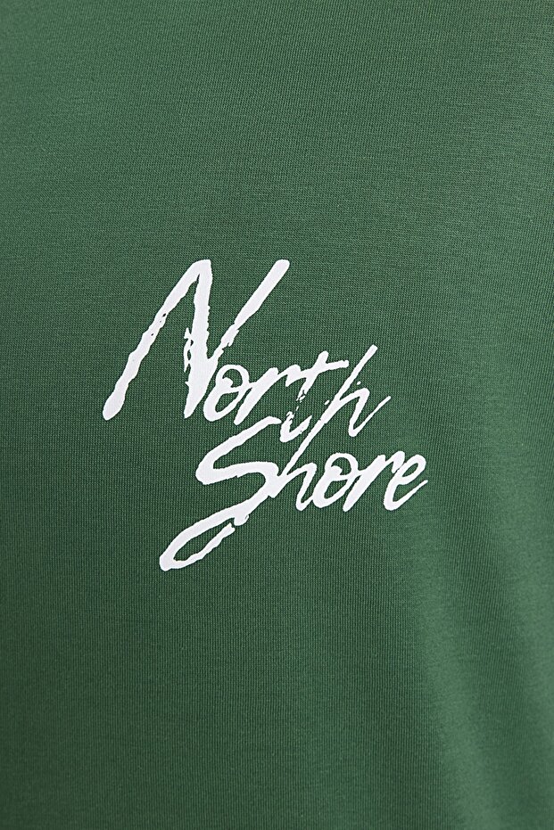 Yeşil Oversize/Geniş Kesim Yazı Baskılı %100 Pamuklu T-Shirt TMNSS20TS1099 - 6