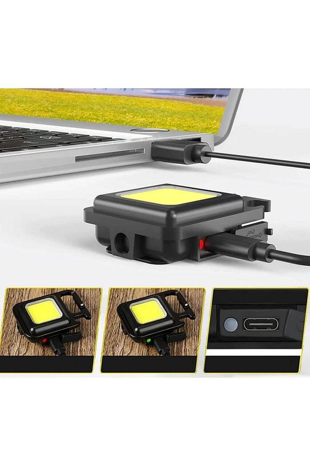Usb’li Şarj Edilebilir Led Anahtarlık El Feneri Şişe Açacağı Mıknatıslı Cep Boy Parlak El Feneri - 3