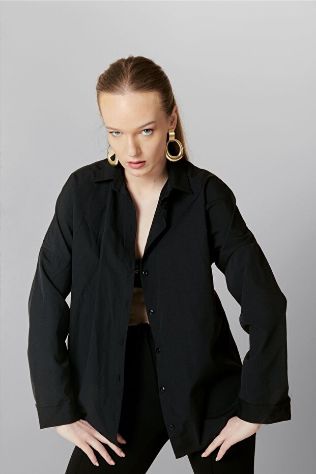 Oversize Uzun Patsız Basic Gömlek - 3