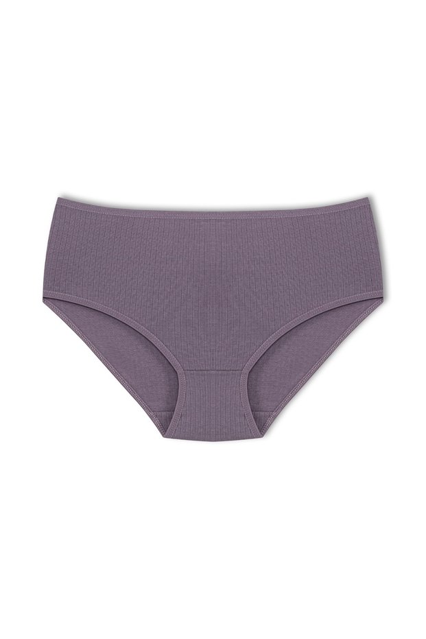 Magenta Cotton Ribbed High Waist Large Size Women's Panties