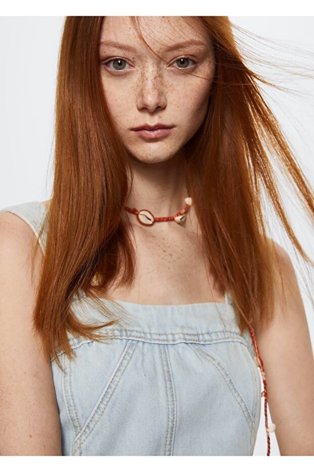 Fermuarlı Denim Elbise - 6