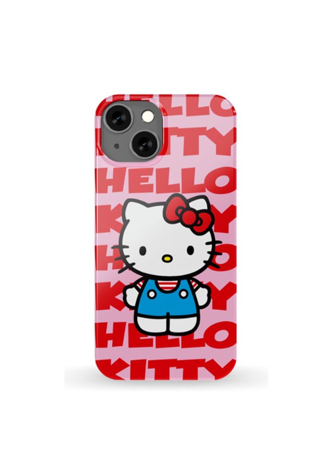 Pink Hello Kitty Patterned Silicone Case for iPhone 14 Plus