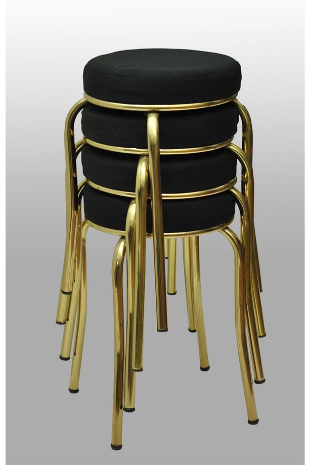 Tabure (4 Adet) Gold Ayaklı, Mina Kumaş, Metal Ahtapot Ayak Aygl-241 - 1