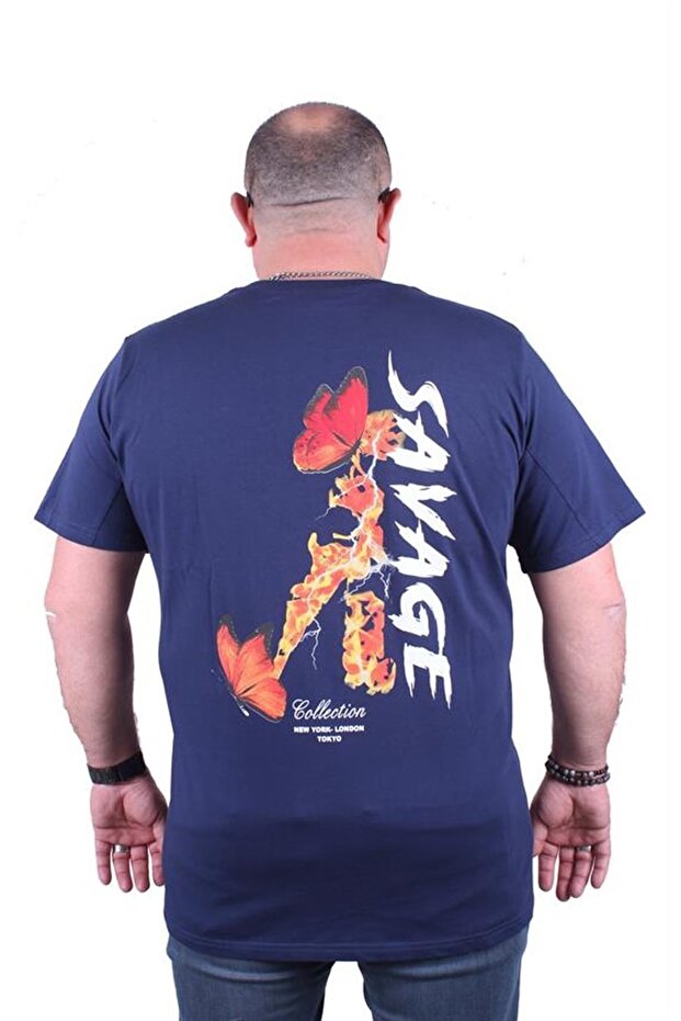 Large Size Crew Neck T-Shirt Savage 23101 Marine
