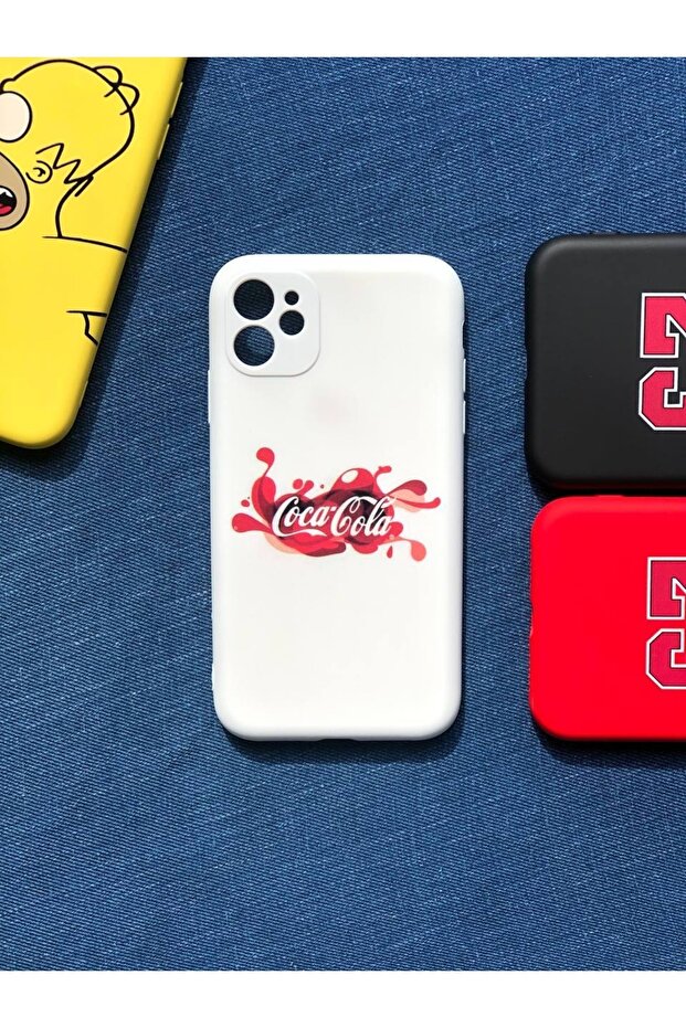 حافظة إطلاق آيفون 11 بنمط حماية الكاميرا وكوكا كولا من جلد الغزال الداخلي - 1