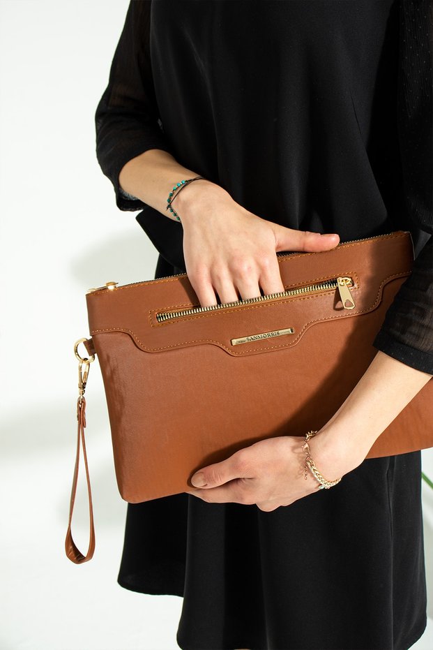 Sn 1360 Women's Shoulder Bag Handbag Clutch Bag Brown