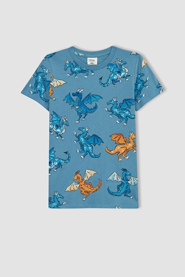 طقم بيجامة منقوشة بأكمام قصيرة للأولاد - 2