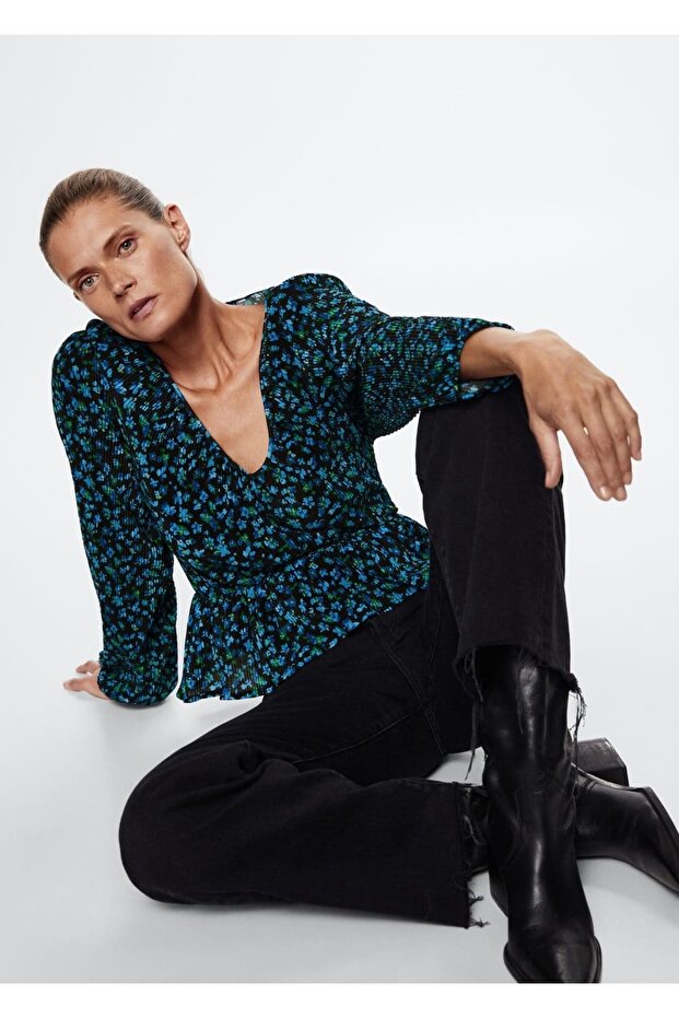 Desenli Pilili Bluz - 5