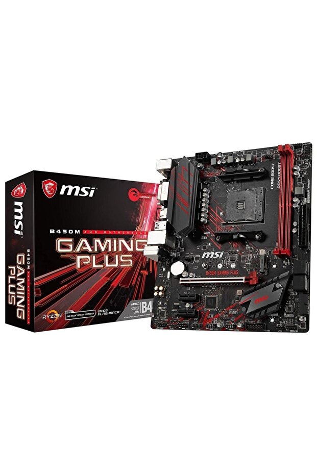 Msi B450M Gaming Plus AM4 DDR4 B450 Soket AM4 3466(OC) DVI HDMI USB3.1 mATX Anakart - 1