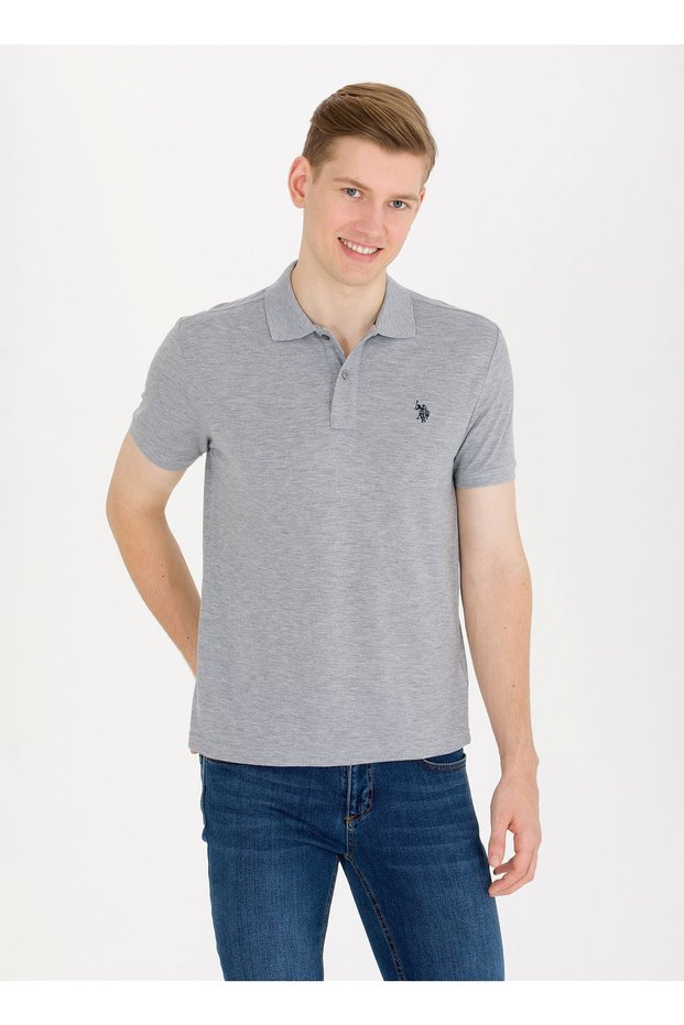 Gray Melange Men's Polo T-shirt Gtp04ıy023