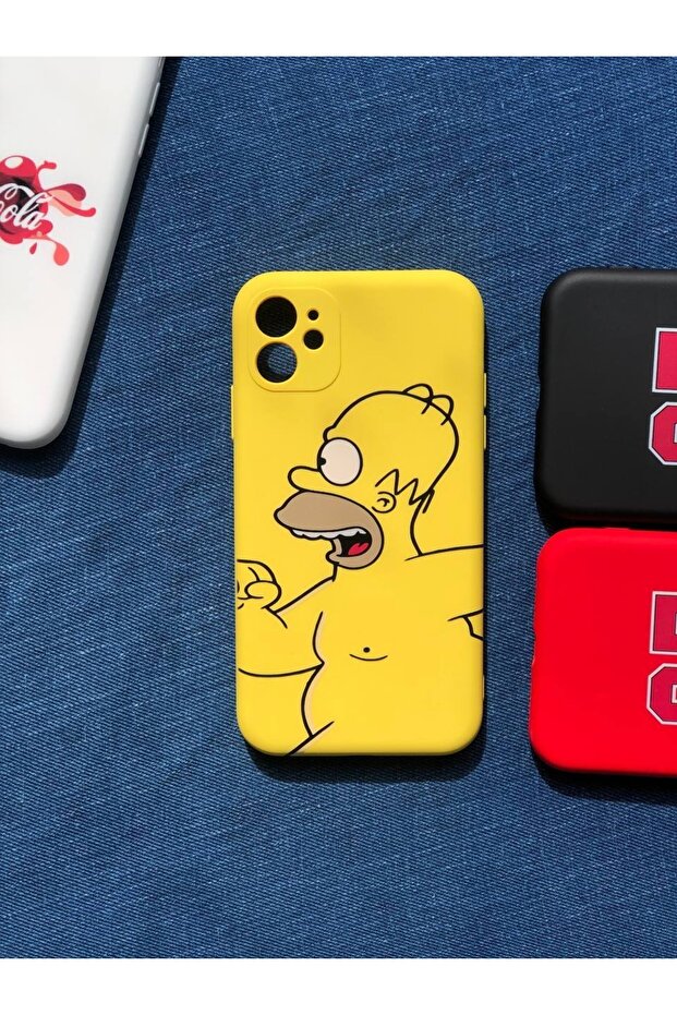 حافظة إطلاق آيفون 11 بنمط حماية الكاميرا من جلد الغزال الداخلي من سمبسنز - 1