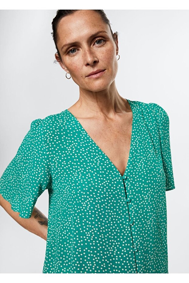 Desenli Dökümlü Bluz - 6