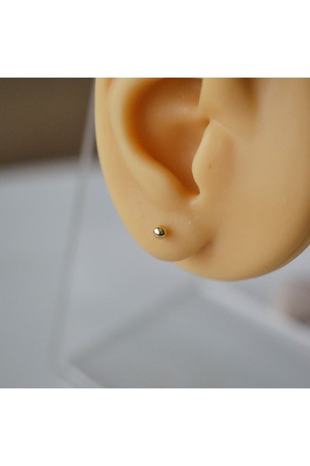 Çelik Gold Top Küpe 3 Mm Tek Adet - 1
