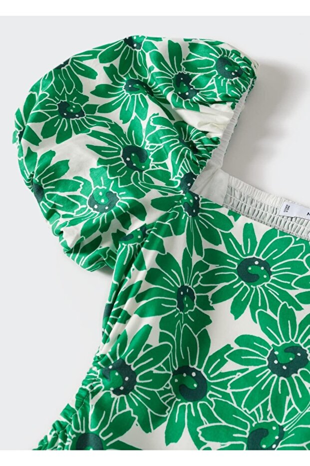 Çiçekli Pamuklu Elbise - 8