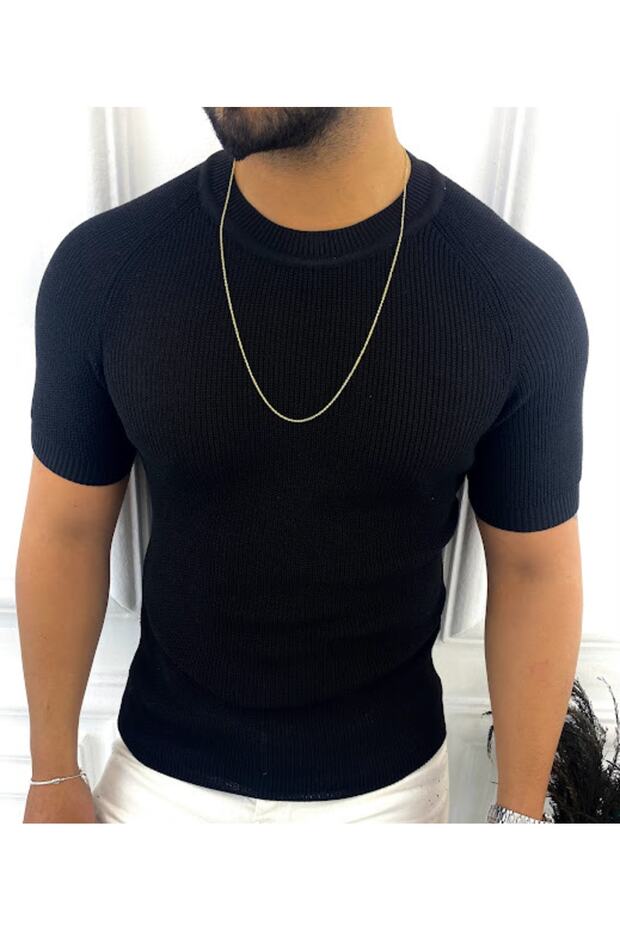 Knitted Knitwear T-Shirt Short Sleeve Knitwear Slim Fit Slim Fit T-shirt