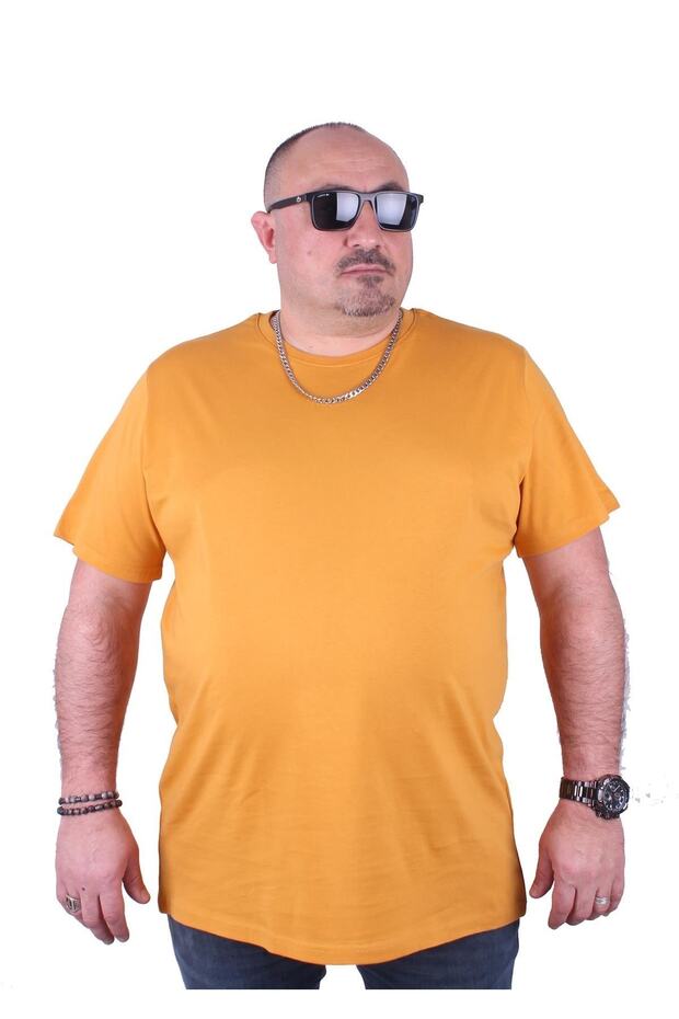 Μπλουζάκι Basic Plus Size σε μουστάρδα - 11100 - 1