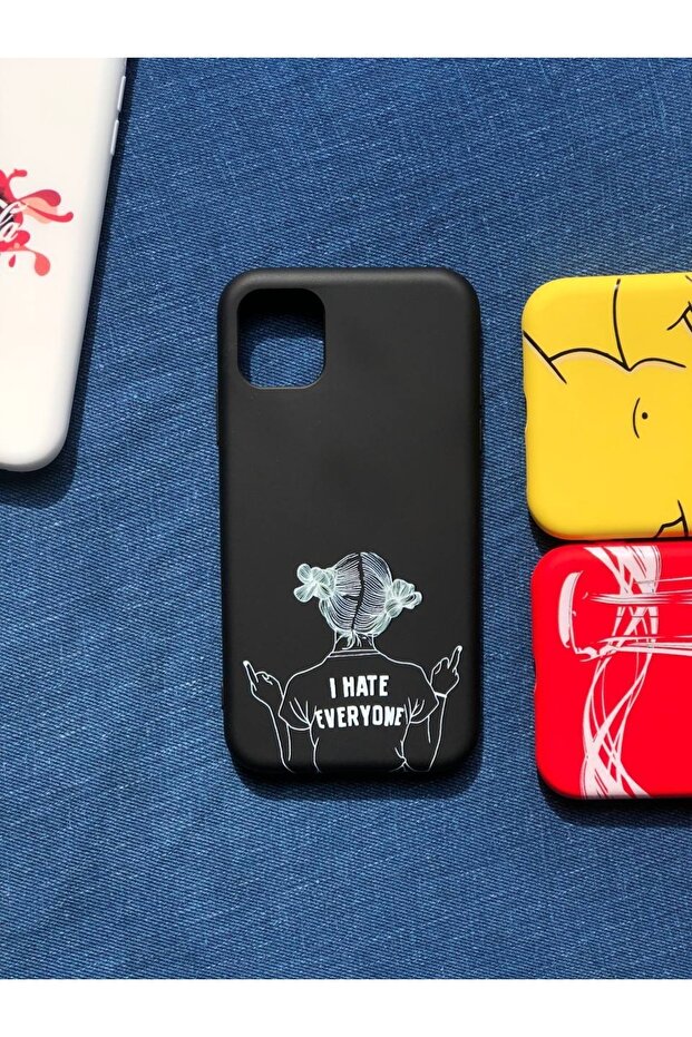 iPhone 11 Camera Protected Model Pattern I Hate Everyone Inside Suede Launch Case - 1