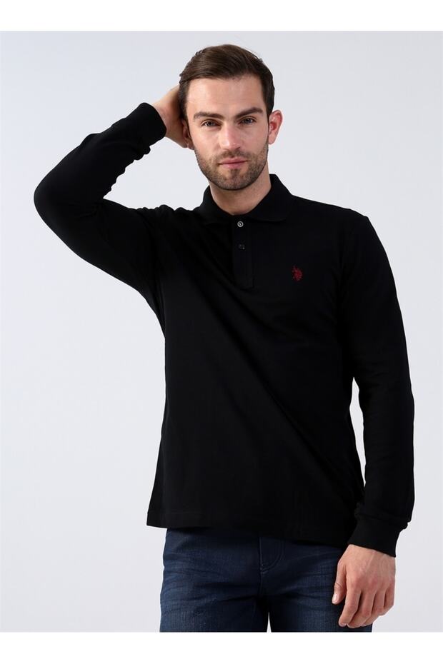 Polo Neck Men's Sweatshirt Without Pockets Regular Fit