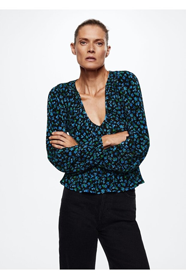 Desenli Pilili Bluz - 1