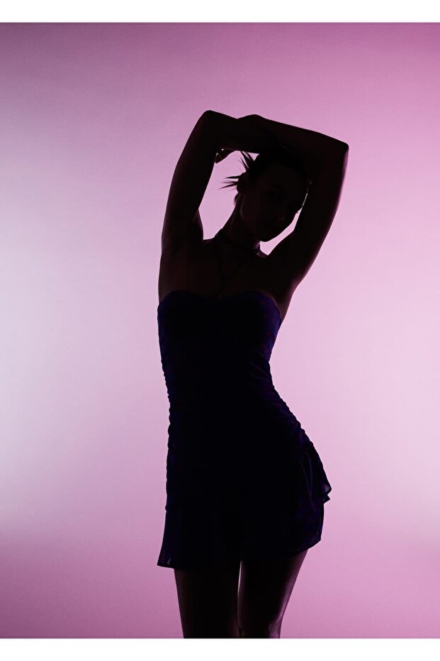 Puantiyeli Volanlı Elbise - 5