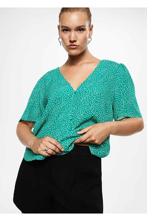 Desenli Dökümlü Bluz - 7