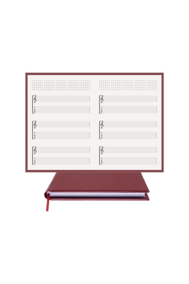 Guitar Notepad (LEFT AND TAB KEYED) 100% Handmade, Hand Stitched Thermo Leather Bound (A/5)