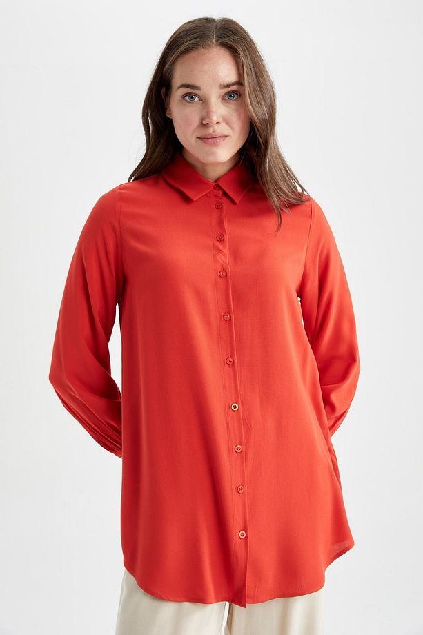 Regular Fit Gömlek Yaka Uzun Kollu Tunik - 4