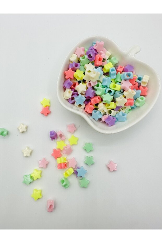 100Pcs Mixed Color Small Star Figured Plastic Beads Jewelry Making