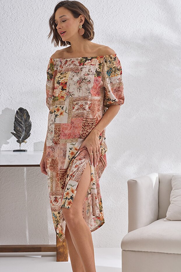 Kadın Desenli Elbise Gecelik - 3