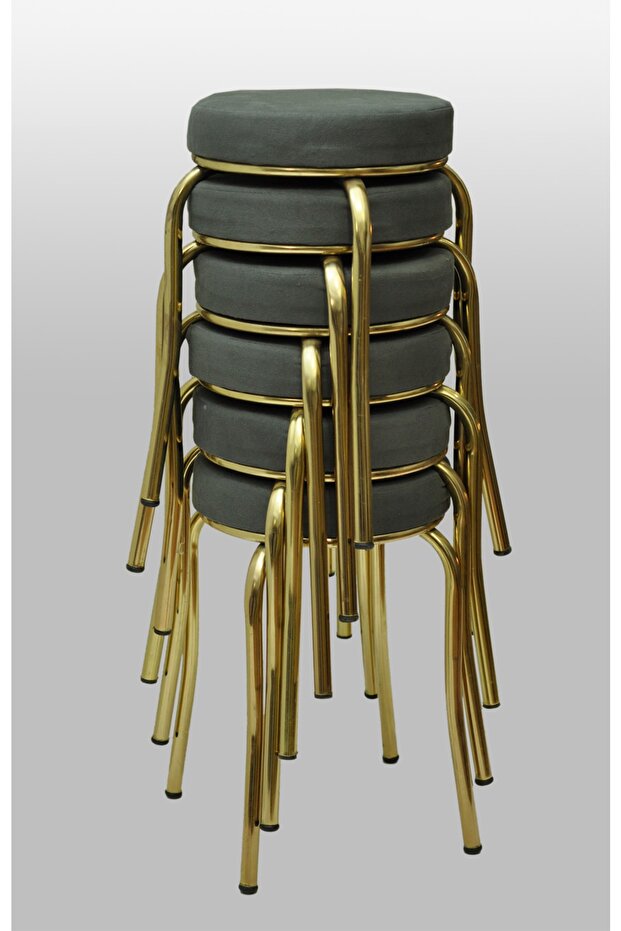 Tabure (6adet) Gold Ayaklı, Mina Kumaş, Metal Ahtapot Ayak Aygl-273 - 1