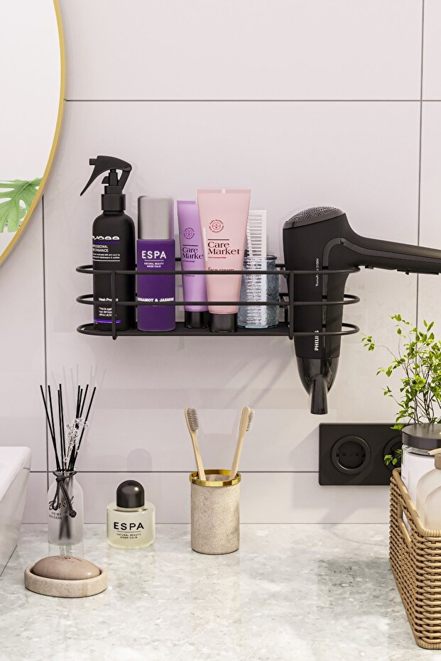 Bathroom Accessories Bathroom Organizer Adhesive Hair Dryer Blow Dryer Organizer Shelf