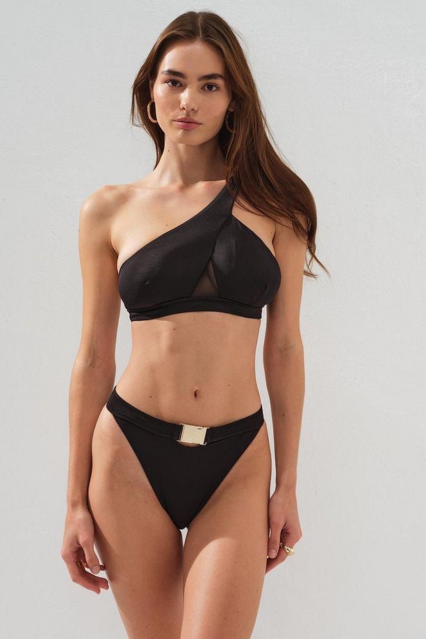 Kadın Dekolteli Tek Omuz Siyah Bikini 2c3t1n2o09 - 1