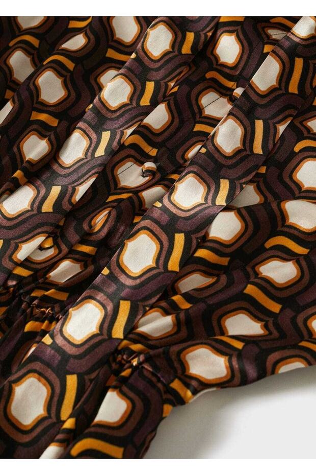 Desenli Akışkan Kumaş Tulum - 6