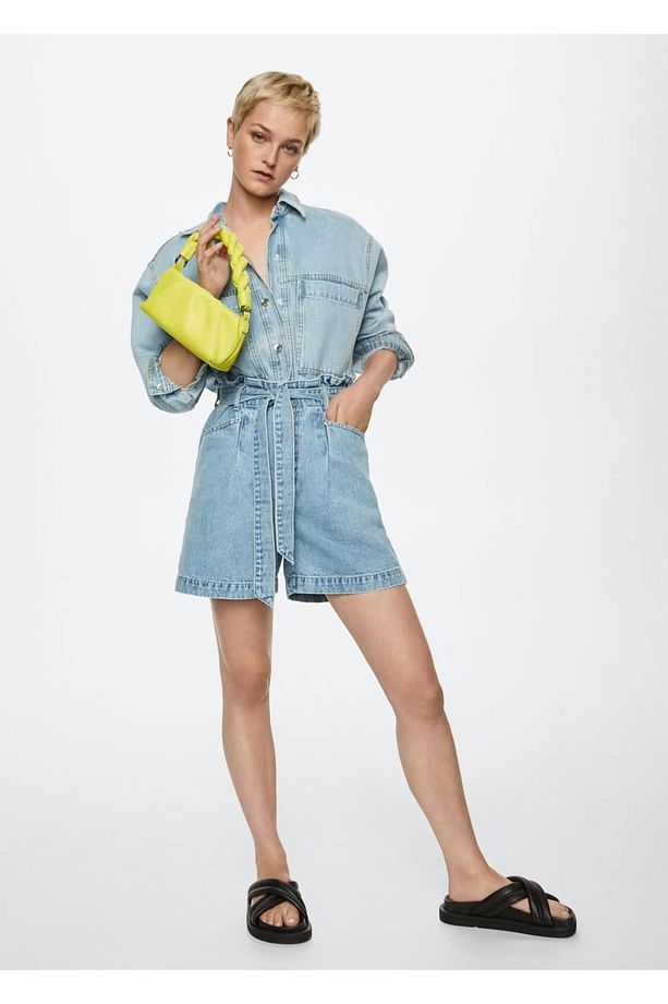 Paperbag Denim Şort - 8