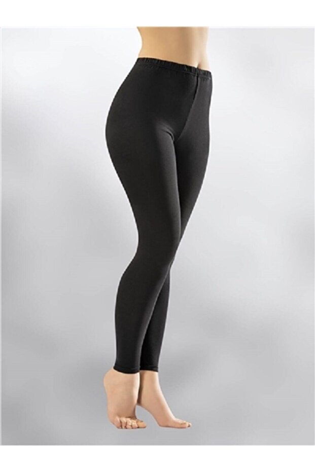Women's Black High Waist Casual Black Comfortable Texture Combed Cotton Long Tights