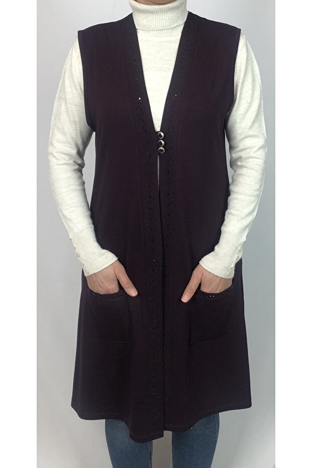 Daily Long Purple Combed Cotton Vest