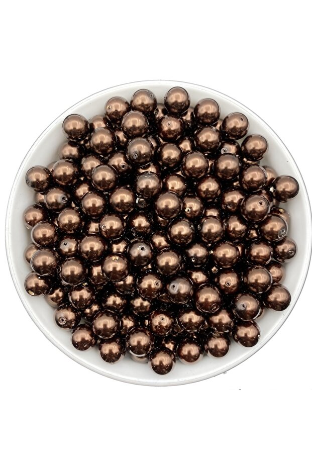10mm Brown Glass Pearl Beads, Jewelry Accessory Making Beads (50gr,~35pcs)