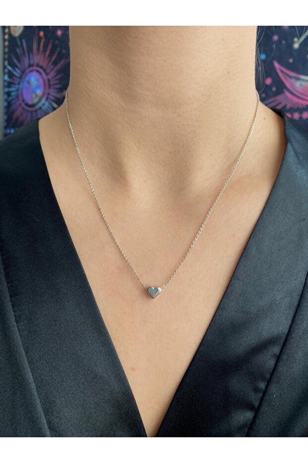 Silver Color Heart Detailed Necklace