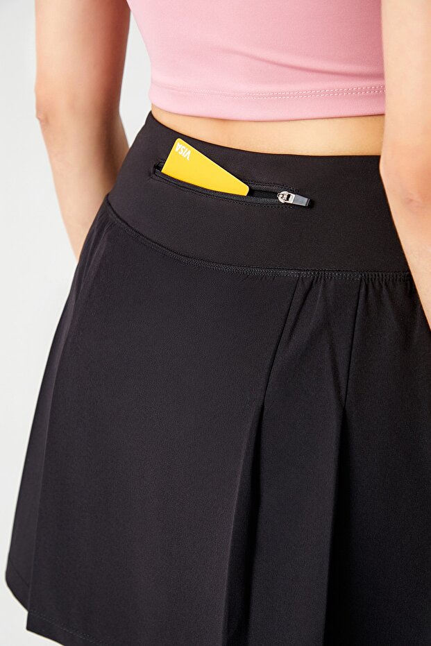 Czarna dwuwarstwowa spódnica do tenisa - Spódnica z krótkim rękawem - Spódnica sportowa Spódnica do tenisa - 4