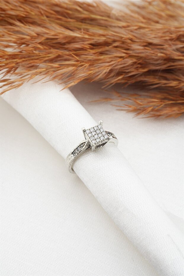 Women's Special Design Adjustable Unnumbered Zircon Stone Square Model Ring