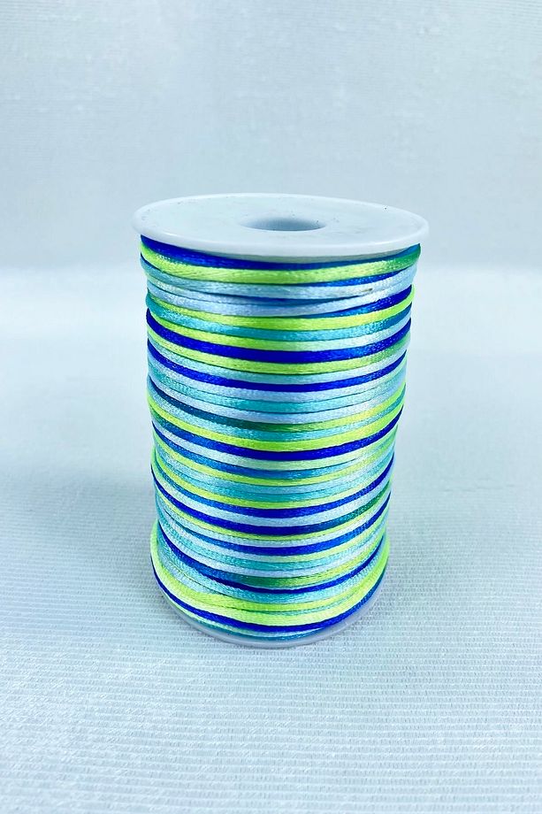 1 Mm Floş Saten Ip Kurdele Ipi Kolye Bileklik Ipi Yeşil Mavi Tonları Rengarek 10 Metre – Örgü Ipi – - 5