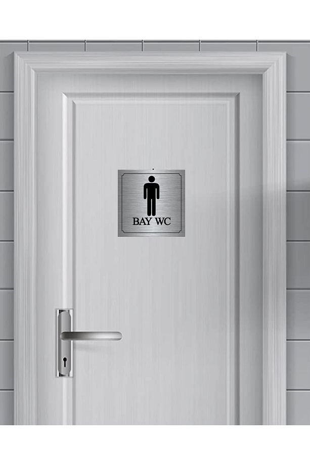 Bay-bayan Wc Yönlendirme Yazısı Metal Gümüş 2'li 10x10 Cm - 3