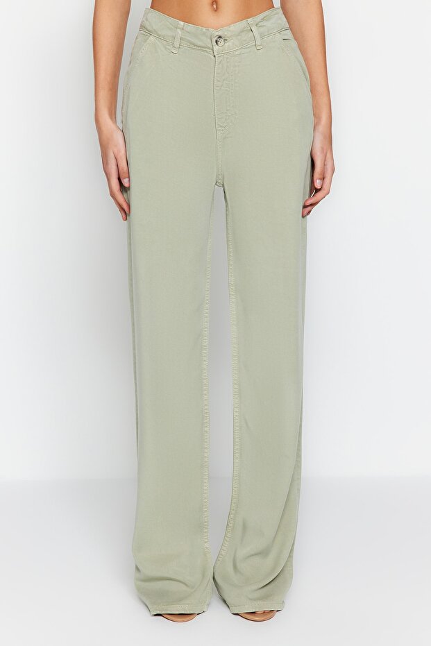 More Sustainable Mint %100 Tencel™ Düşük Bel Wide Leg Jeans TWOSS23JE00219 - 4