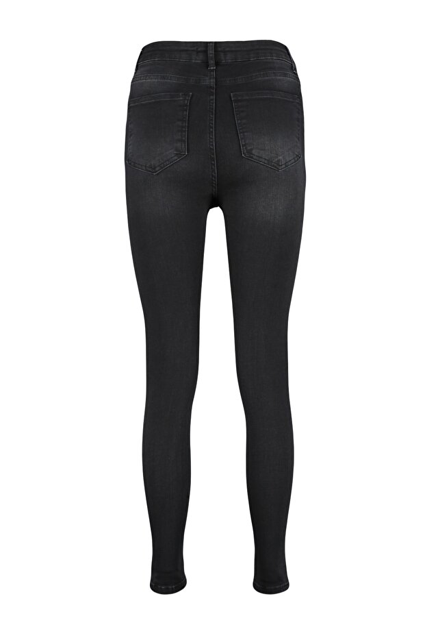 Siyah Vücudu Saran Yüksek Bel Ekstra Esnek Skinny Jeans TWOSS23JE00080 - 8